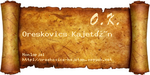 Oreskovics Kajetán névjegykártya